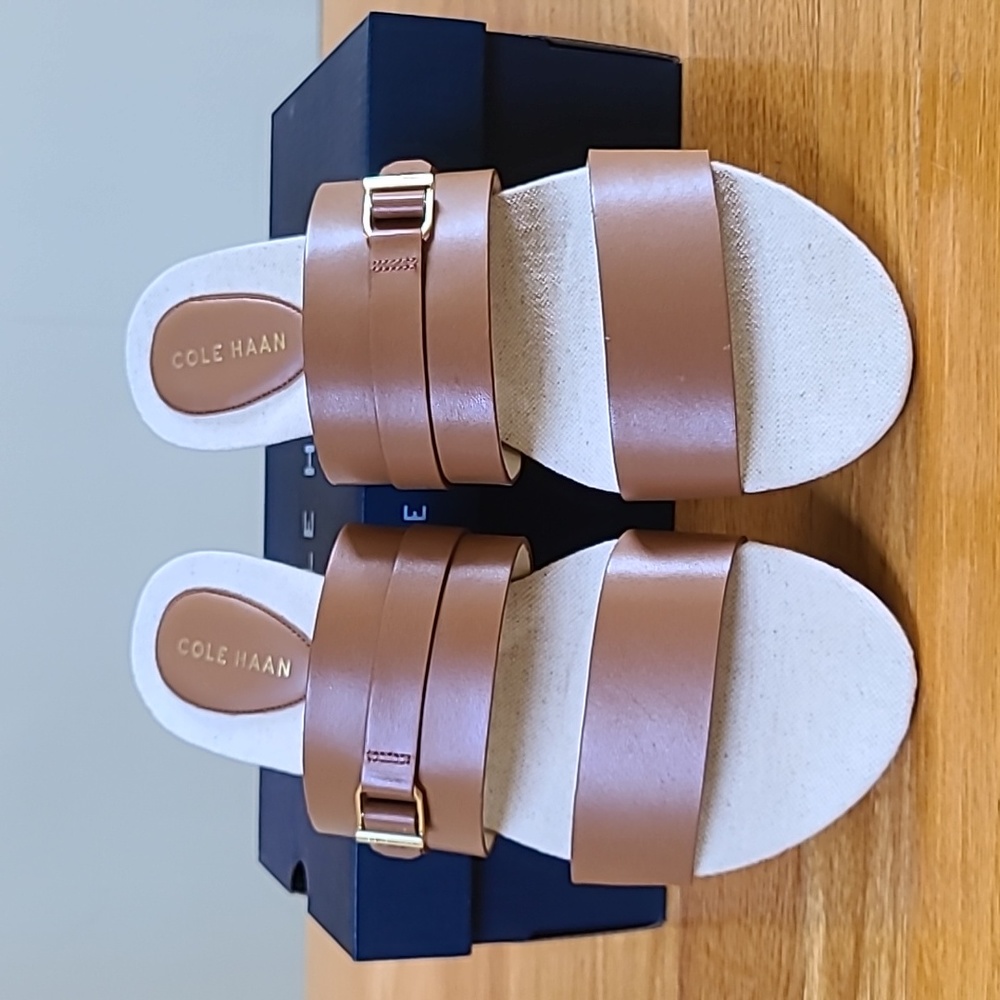 NEW Cole Haan Francine Demi Wedge Slide in Honey; Size 8